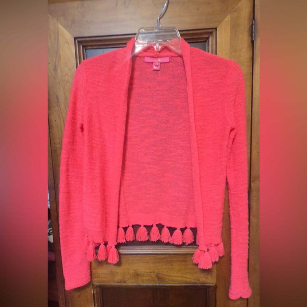 Lilly Pulitzer Vibrant Pink Tassel Cardigan